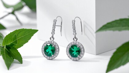 green and silver earrings