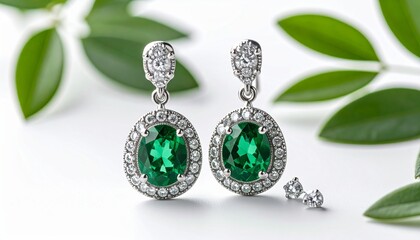 green and silver earrings