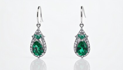 green and silver earrings