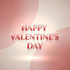 Valentine&rsquo;s Day visual featuring glossy serif text &ldquo;Happy Valentine&rsquo;s Day&rdquo; in soft red and pastel pink hues