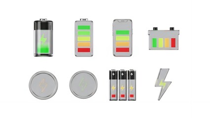 Battery Power Energy Icon Set
