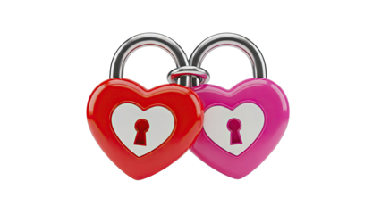 Two Heart-Shaped Padlocks Linked Together