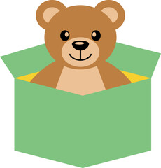 Obraz premium Illustration of cartoon bear in gift box vector shape