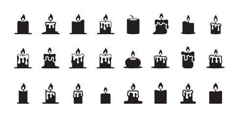 Simple burning candles vector set for various occasions and lighting needs design elements