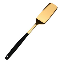 Fototapeta premium Golden spatula with black handle sleek luxury design isolated on white background