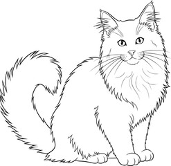 Outline vector drawing of a cat for coloring book with black line art