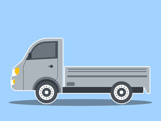 Kei truck, a Japanese mini-truck designed to meet specific light vehicle size restrictions. Modern transportations illustration. Flat vector concept.