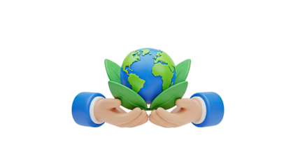 Hands Protecting Earth with Leaves