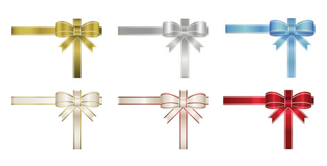 Set of gift bow. Elegant bows with string and knot for present. 