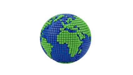 Pixelated Earth Globe made of Blocks