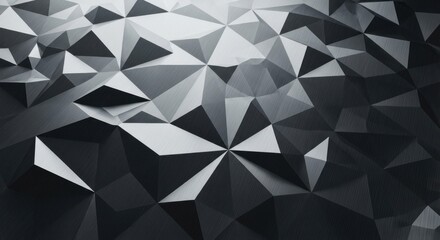 Abstract dark gray geometric background with low poly triangulation pattern brushed metal texture, for modern design, structure, digital complexity
