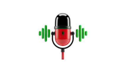 Retro Microphone with Sound Waves