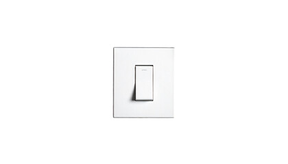 Minimalist white light switch on a square plate, centered against black