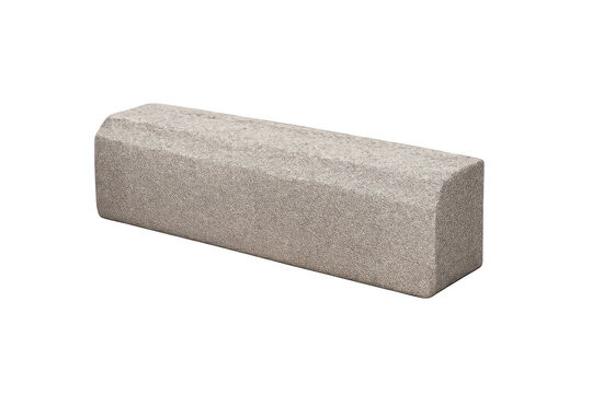 Granite curbstone block for street and sidewalk construction, isolated on transparent background, paving material