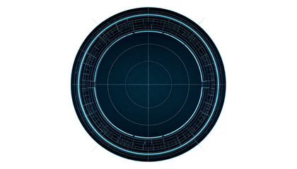 Futuristic circular targeting reticle on a black background