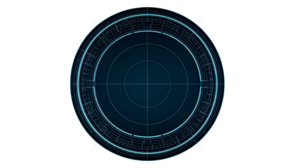 Futuristic circular targeting reticle on a black background