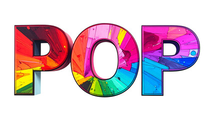 Colorful "POP" text with a mosaic-like pattern