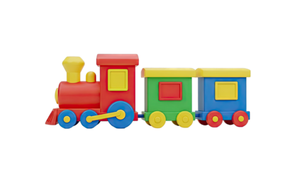 Colorful Toy Train with Three Carriages