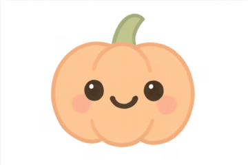 Cute smiling pumpkin cartoon character with transparent background