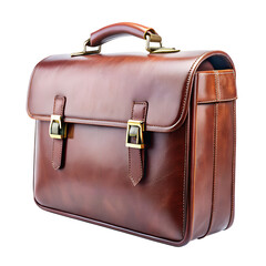 brown leather briefcase isolated