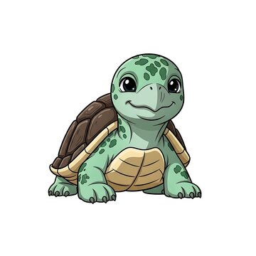 Cute cartoon turtle smiling face.