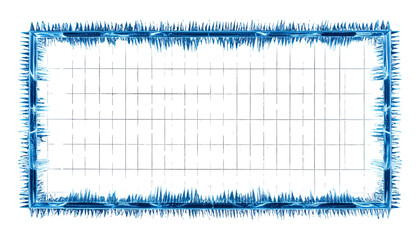 Blue crystal frame surrounding a black grid background