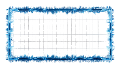 Blue crystal frame surrounding a black grid background