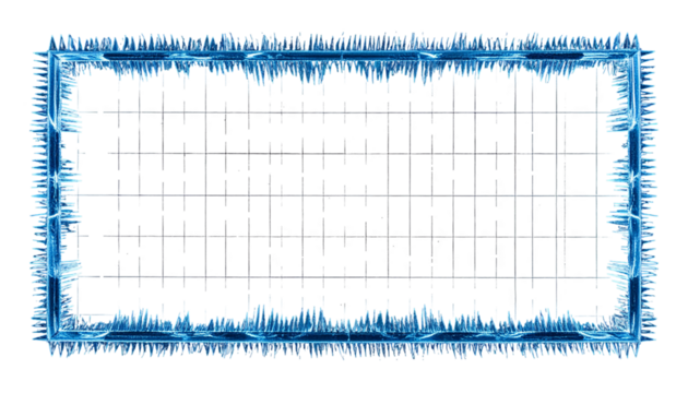 Blue crystal frame surrounding a black grid background - Powered by Adobe