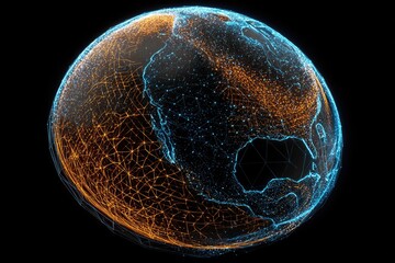 Digitized globe with interconnected dots, representing global data flow