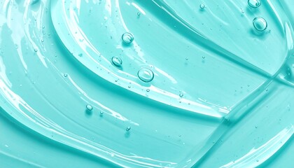 Abstract Aqua Blue Gel Swirls with Bubbles Macro Shot.