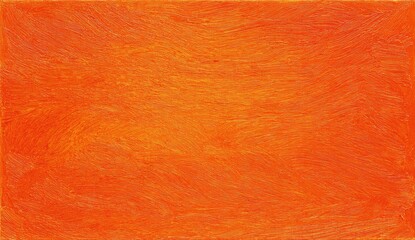 A bright, rectangular abstract painting of swirling orange and yellow brushstrokes