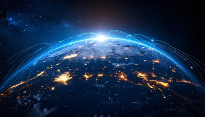 Global Network Connections Earth Planet Digital Technology.