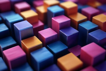 Fototapeta premium Colorful Cubes Abstract Pattern with Vibrant Shades for Creative and Commercial Use