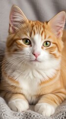 Obraz premium Cute orange cat with white markings.