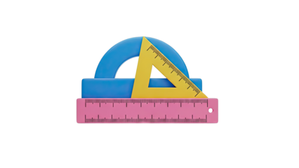 Colorful Geometry Tools: Ruler, Protractor, and Set Square