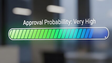 A digital display shows a vibrant green and blue gradient loading bar with the text