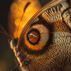 Macro view of a vibrant butterfly wing in nature capturing colorful details and textures