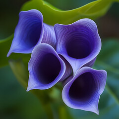 Close-up of vibrant purple flower petals nature macro photography lush green background artistic viewpoint beauty in detail