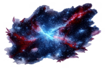 Vast starfield showing a celestial galaxy full of stardust, swirling cosmic gas, and luminous blue light, transparent background