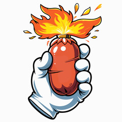 vector image of flaming sausage