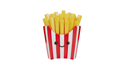 Cute Cartoon French Fries Character with Happy Face