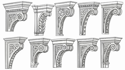 Collection of Decorative Architectural Corbel Designs. © Hini