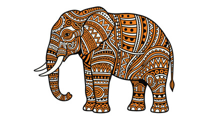 Intricate elephant illustration showcasing detailed patterns and artistic design elements.