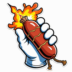 vector image of flaming sausage