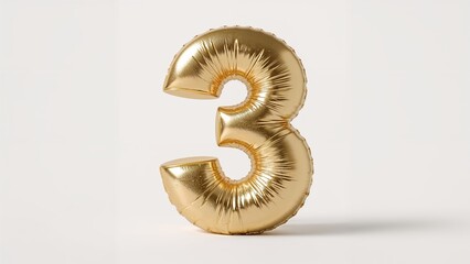 Shiny Gold Foil Balloon Number Three