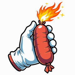 vector image of flaming sausage