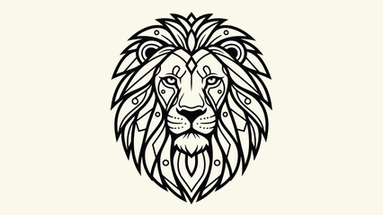 Obraz premium Intricate lion head illustration with detailed lines and majestic mane design.