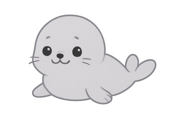 Cute baby gray seal pup cartoon illustration