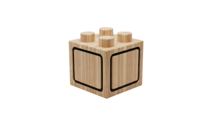 Wooden toy building block with indentations and pegs