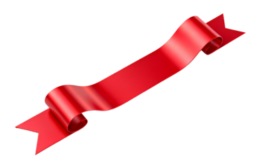 Red Ribbon Decorative Element with Smooth Texture